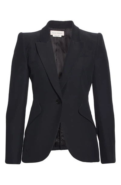 Shop Alexander Mcqueen Leaf Crepe Jacket In Black