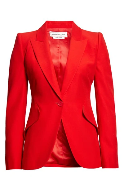 Shop Alexander Mcqueen Leaf Crepe Jacket In 6085 Red