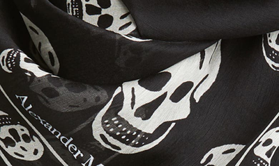 Shop Alexander Mcqueen Skull Silk Scarf In Black/ Ivory