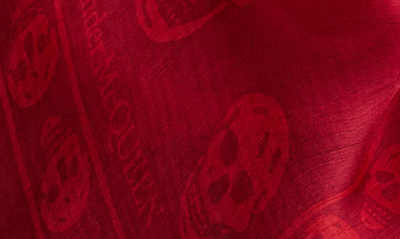 Shop Alexander Mcqueen Skull Silk Scarf In 6274 Dark Red/ Welsh Red