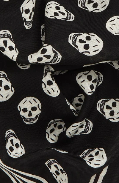 Shop Alexander Mcqueen Biker Skull Wool Scarf In Black/ Ivory