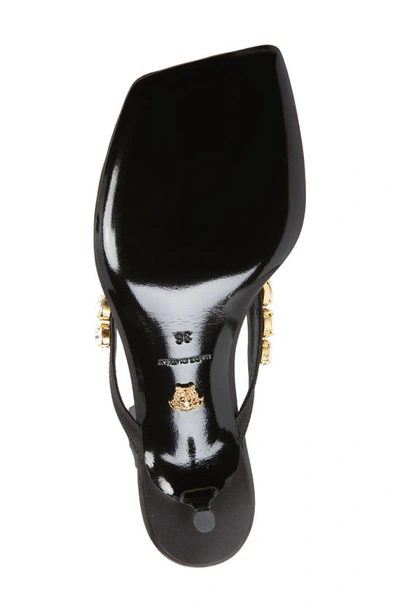 Shop Versace Crystal Kitten Heel Flip Flop In Black/ Gold