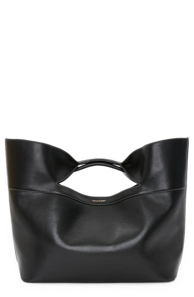 Shop Alexander Mcqueen The Large Bow Leather Tote Bag In Black