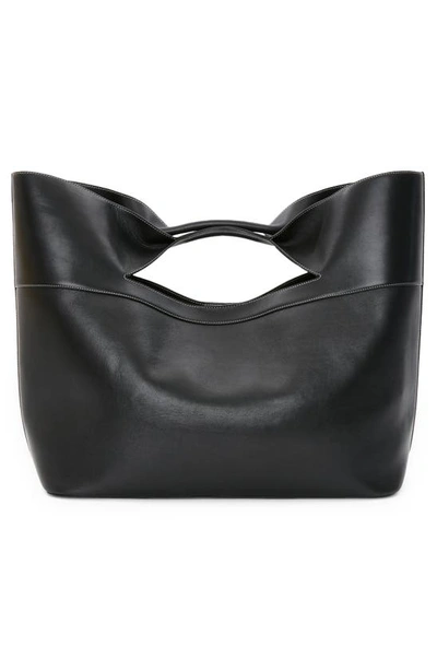 Shop Alexander Mcqueen The Large Bow Leather Tote Bag In Black