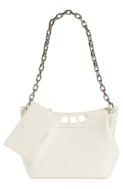 Shop Alexander Mcqueen The Small Peak Leather Shoulder Bag In 9210 Soft Ivory