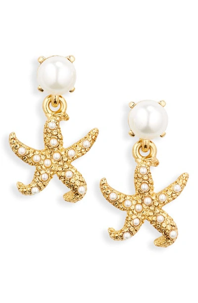 Shop Oscar De La Renta Starfish Imitation Pearl Drop Earrings