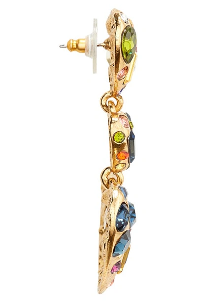 Shop Oscar De La Renta Crystal Heart Drop Earrings In Rainbow