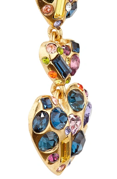 Shop Oscar De La Renta Crystal Heart Drop Earrings In Rainbow