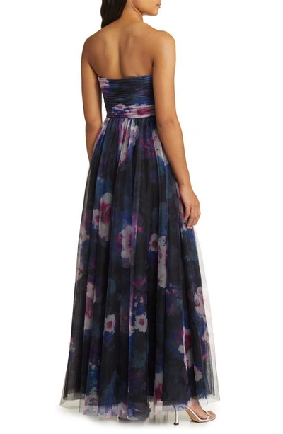 ml Monique Lhuillier Nataly Strapless Tulle Gown In Midnight Orchid