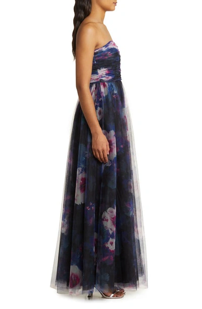 ml Monique Lhuillier Nataly Strapless Tulle Gown In Midnight Orchid