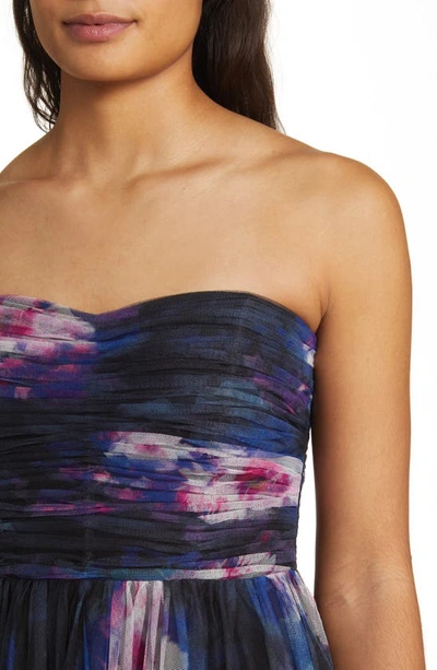 ml Monique Lhuillier Nataly Strapless Tulle Gown In Midnight Orchid