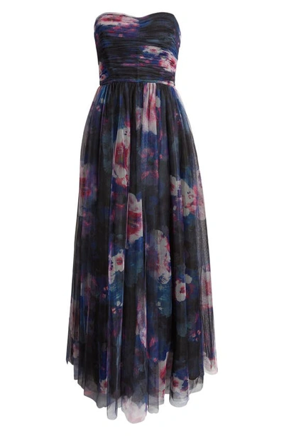 ml Monique Lhuillier Nataly Strapless Tulle Gown In Midnight Orchid