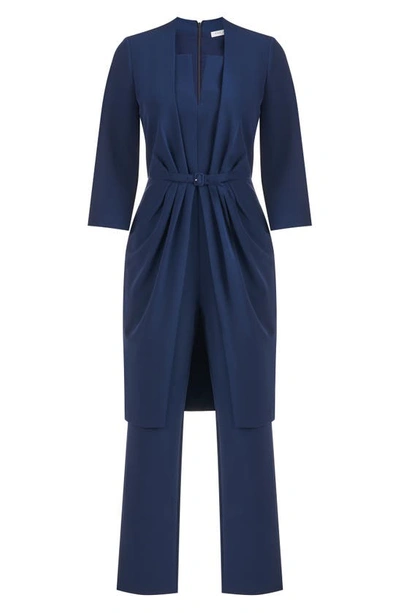 Shop Kay Unger Velma Walk-through Jumpsuit In Night Blue