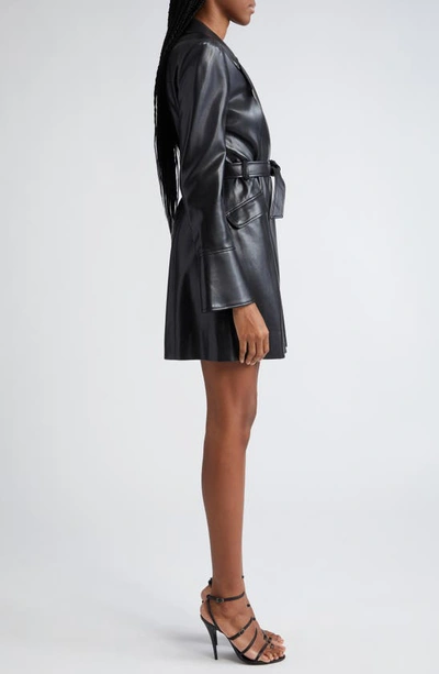 Shop Cinq À Sept Evie Long Sleeve Faux Leather Minidress In Black