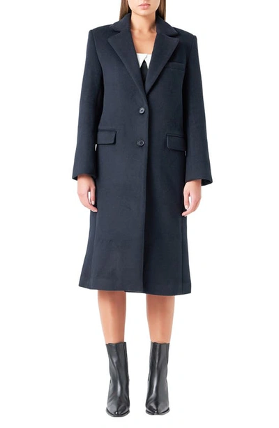 Shop Grey Lab Wool Blend Trench Coat In Navy