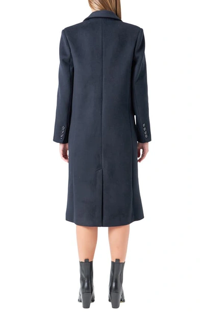 Grey Lab Wool Blend Trench Coat In Navy