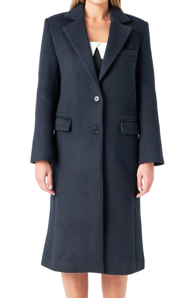 Grey Lab Wool Blend Trench Coat In Navy