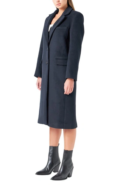 Grey Lab Wool Blend Trench Coat In Navy