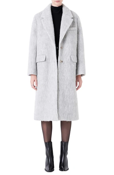 Shop Grey Lab Oversize Longline Wool Blend Coat In Heather Grey