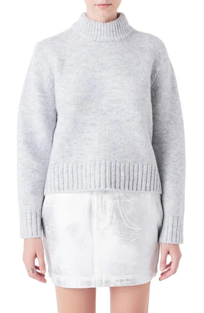 Shop Grey Lab Mock Neck Pullover Sweater In Grey