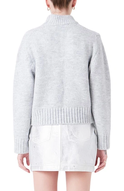 Shop Grey Lab Mock Neck Pullover Sweater In Grey