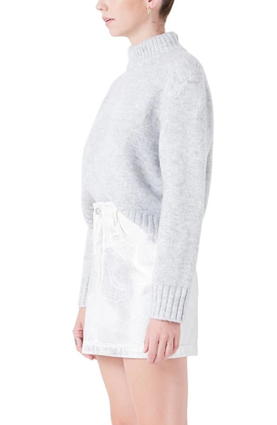 Shop Grey Lab Mock Neck Pullover Sweater In Grey