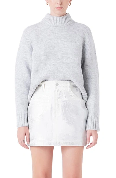 Grey Lab Mock Neck Pullover Sweater In Grey