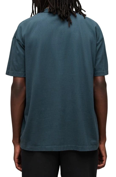 Shop Allsaints Isac Cotton T-shirt In Universe Blue