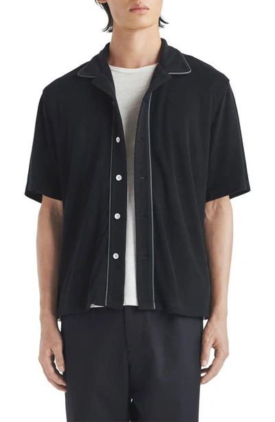 Shop Rag & Bone Avery Terry Cloth Camp Shirt In Black