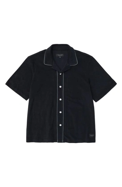 Shop Rag & Bone Avery Terry Cloth Camp Shirt In Black