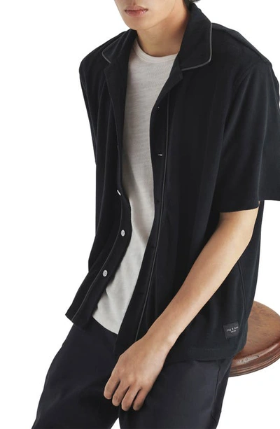 Shop Rag & Bone Avery Terry Cloth Camp Shirt In Black