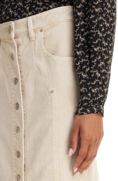 Shop Isabel Marant Étoile Vandy Front Button Denim Midi Skirt In Ecru