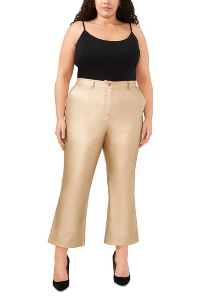 Shop Halogen Crop Faux Leather Trousers In Soft Gold