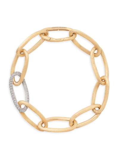 Shop Marco Bicego Women's Jaipur Link Alta Two-tone 18k Gold & 0.83 Tcw Diamond Oval-link Chain Bracelet In Yellow Gold