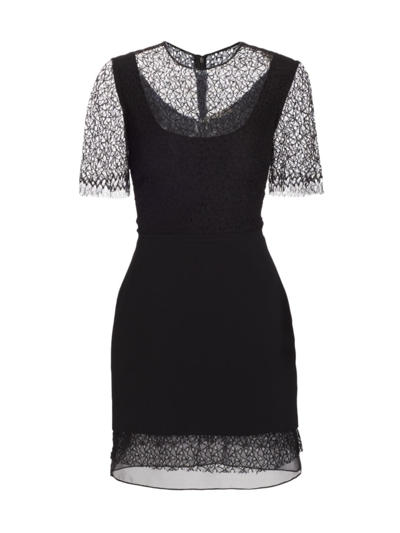 Shop Jason Wu Women's Geometric Cotton-blend Lace Layered Minidress In Black