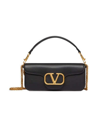 Shop Valentino Women's Locò Calfskin Shoulder Bag In Black