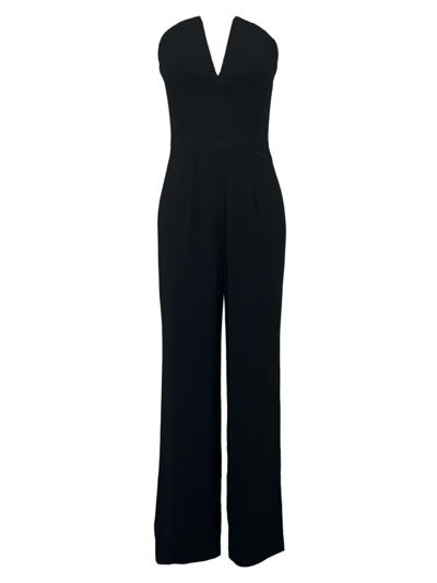 Shop Dress The Population Women's Fernanda Stretch Crepe Straight Jumpsuit In Black