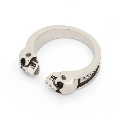 Shop Alexander Mcqueen Twin Skull Ring