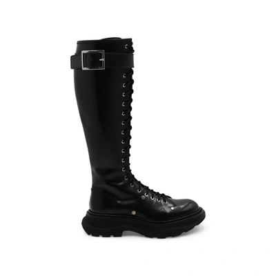 Shop Alexander Mcqueen Tread Knee High Lace Up Boots