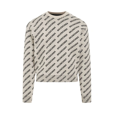 Shop Balenciaga All Over Logo Crewneck Sweater