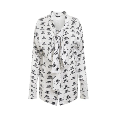 Shop Balenciaga Jacquard Silk Shirt