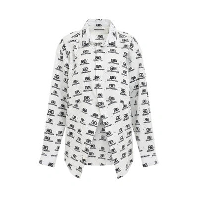 Shop Balenciaga Hand Drawn Bb Icon Swing Shirt