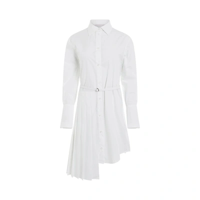 Shop Off-white Diagonal Plisse Shirt Dress