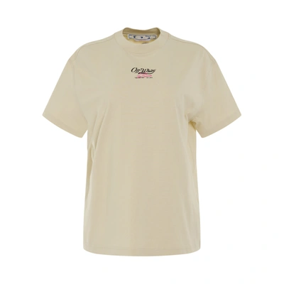 Shop Off-white Embroidered Surf & Script Casual T-shirt
