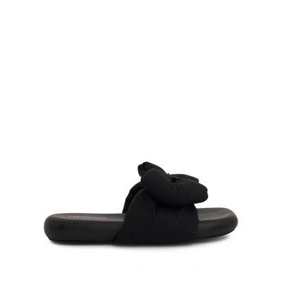 Shop Off-white Linen Bow Padded Slippers