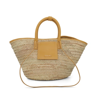 Jacquemus Le Panier Soleil Petite Woven Straw Tote Bag In Light Brown |  ModeSens