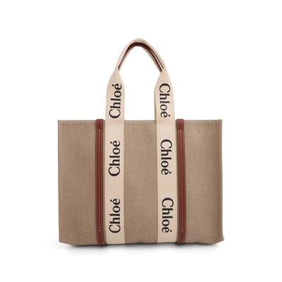 Shop Chloé Large Eco Woody Tote Bag With Strap