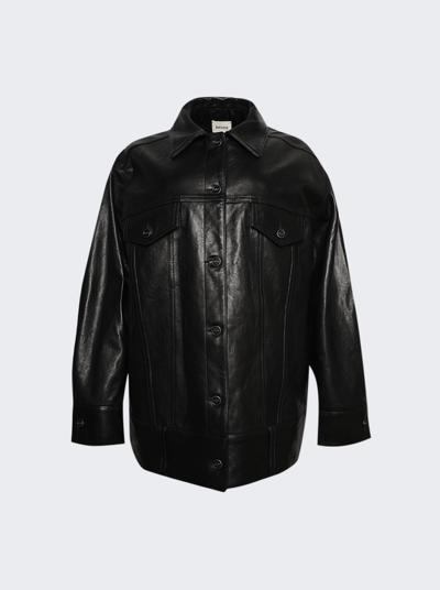Khaite Grizzo Leather Jacket In Black