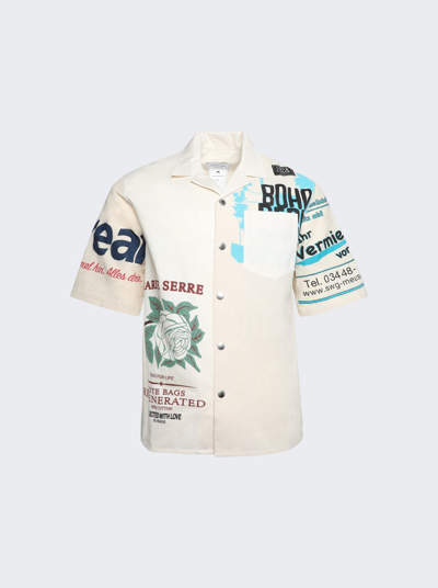 Shop Marine Serre Tote Bags Bowling Shirt In White