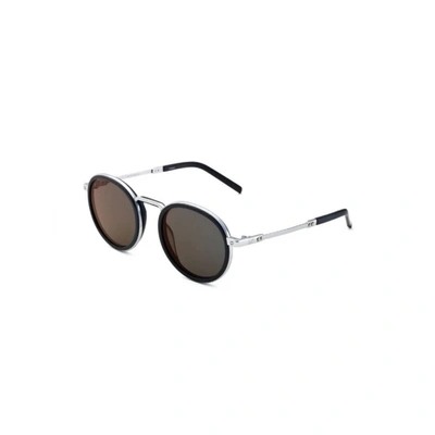Shop Hublot Silver Matte Rounded Sunglasses With Red Mirror Lens